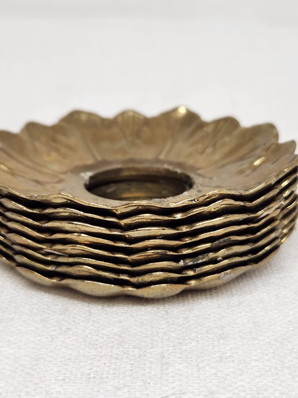 8 lot brass chandelier candle scones bobeches scalloped Floral Embossed leaf